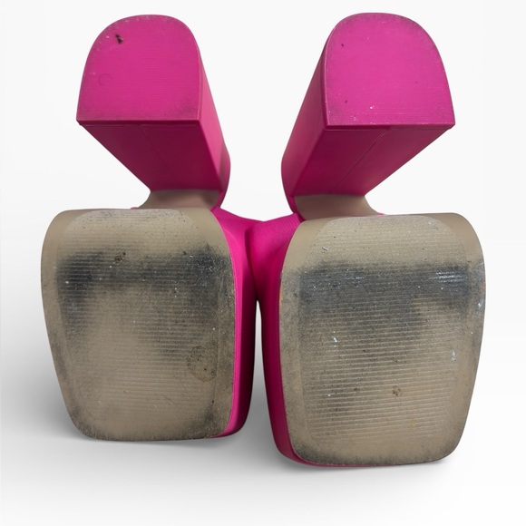 Steve Madden Tristyn Platform Mule Sandals Hot Pink Square Toe Heels Size 9 - Picture 5 of 7